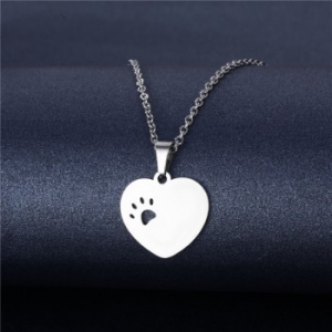 Ketting stainless steel: hart met pootafdruk